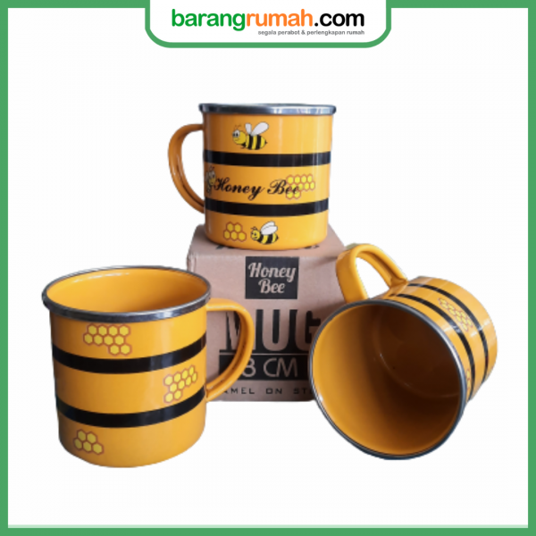 Mug Enamel Honey Bee 8cm